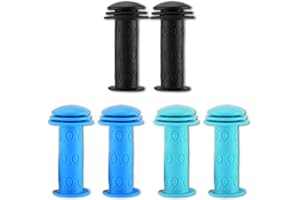 SMLOPLOM Manopole per bicicletta per bambini, 6 pezzi (3 paia), manopole per scooter, 22 mm, antiscivolo e ammortizzanti, adatte per biciclette, scooter, nero, azzurro, blu scuro