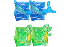 YSDYY 4 pezzi di anello da nuoto braccio, braccio dinosauro cartone animato con fascia braccio gonfiabile squalo, bracciale galleggiante ausiliario bambini, adatto a bambini età compresa tra 2 e 6 anni.