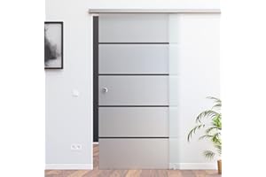 ‎AMOD BP1-900-AS: Schiebetürsystem ESG 900x2050x8mm P1, Siebdruck; Alu Schienensystem SlimLine SoftStop; Griffmuschel