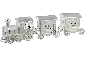BABY BITES Baby Gifts WBM-GFT14 Harts Train with 2 Carriages Tooth and Curling Box Silver Plated Clear 200g