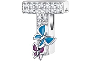 LNQOBU Charme Lettre de L'alphabet Argent Sterling 925 Avec 5A Zircone Femmes Perles Charm Compatible Pour European Bracelet