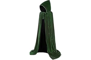 BIGLUFU Halloween Velvet Hooded Cloak Full Length Hooded Cape Halloween Costumes for Vampire Witch Halloween Christmas Cosplay, Hooded Cloak for Women Men and Kids Fancy Dress Costume