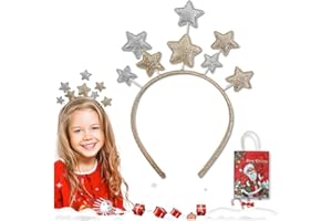 VIDONIO Christmas Headband with Glitter Stars, Fashionable Star Headband, Perfect Christmas Hair Accessories, Flashing Star Christmas Headwear for Holiday Parties, Cosplay, and Winter Celebrations