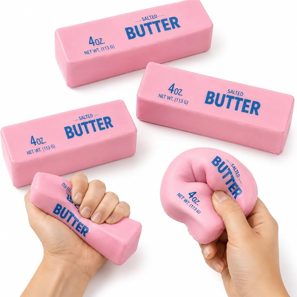 Talky Çilek Kokulu Butter Squishy Tereyağı Şeklinde Stres Oyuncağı, Yumuşak ve Yavaşça Eski Formuna Dönen Sıkma Oyuncağı, Çocuk ve Yetişkinler İçin Eğlenceli Fidget Oyuncak