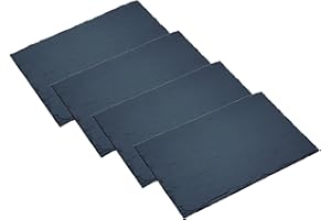 ARTESA Artesà Set di 4x Tovagliette / Piatti in Ardesia, 30 x 20cm, Ardesia Nera