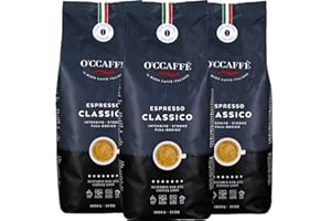‎O'CCAFFE' O'CCAFFÈ – Espresso Classico | 3 x 1 kg ganze Kaffeebohnen | starker, intensiver Kaffee mit feiner Haselnuss Note | Barista-Qualität aus italienischem Familienbetrieb