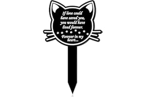 PEIQICHU 32CM Metal Cat Grave Markers Outdoor Garden Memorial Plaque For Pet Cute Memorial Tribute Stick Graveside Ornaments Cemetery Plaque Cross Marker Cats Remembrance Gifts Pet Headstone Graveyard