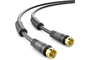 deleyCON 1m SAT TV Kabel Koncentryczny Antenowy HDTV do Telewizji Czterokrotnie Ekranowany DVB-S DVB-S2 Radio DAB z Filtrem Plaszczowym z Rdzeniem Ferrytowym – Czarny