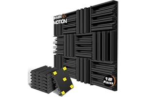ACOUSTIC MOTION Acoustic Foam Panels-Sound Proof CONTINUES design Panel With Self-Adhesive Set Of 12 piece 5X30X30Cm Dark Grey Acoustic Panels Basic For studio,recording,home,Acoustic Room Treatment