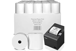 RAP GLOVES 80x80mm Thermal Paper Rolls – Premium BPA-Free Receipts, 20 Rolls Case Pack Till Rolls Set, Long-Lasting POS Printer Paper, Compatible with POS Thermal Printers, Pack of 20 Rolls Case.