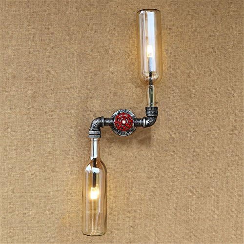 ShengYe Modern Vintage Sconce Wall Light Wall Lamp Vintage Nostalgic Living Room Study Cafe Restaurant Iron Loft Bookshelf Bottle Hose Wine Bottle Wall Light, Amber