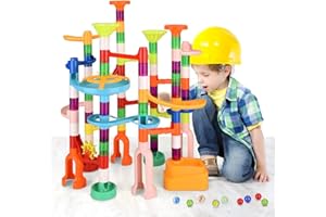 MAXTRONIC Marble Run,135PCS Building Construction STEM Toy Set for Kids Age 3-12Year,Solid Marble Race Track,Easy to Assemble Learning Educational Marble Rush,Gifts for Boys Girls