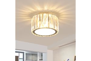WILON Ceiling Light 3 Lights, Modern Light Shade Crystal Light Fitting, Semi Flush Round Chandelier Lampshade, G9 Lighting Fixture for Living Room Bedroom Hallway Dining Room Chrome 22cm