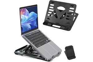 ADERTOS Supporto per Laptop Regolabile a 8 Livelli Supporto per Notebook Ergonomico Alzata per Computer Portatile, Porta Notebook da Tavolo, 27.5 * 25.5cm, Nero