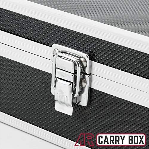 AR Carry Box® Kleine Alubox Alukoffer Aluminium Koffer Werkzeugkoffer leer 200x200x90mm Alu/Schwarz, 200x200x90mm Schwarz (Rasterschaum) - 7
