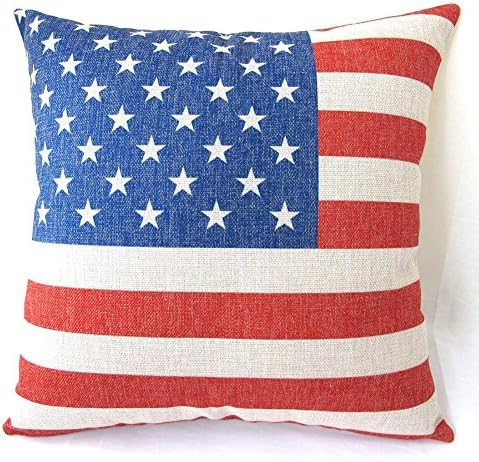 Weksi®Cotton Linen Square Decorative Throw Pillow Case Cushion Cover PillowCases For Christmas 18"*18" American flag