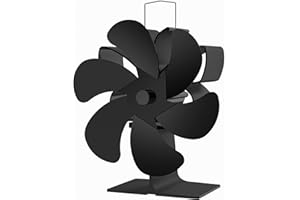 UZIMOO Kaminventilator ohne Strom - 6 Blättern Ofenventilator Ventilator für Kaminofen, Leiser Betrieb Wärmebetriebener Ventilator mit Thermometer, Hitzebetrieben Kamin Ventilator für Holz/Kamin