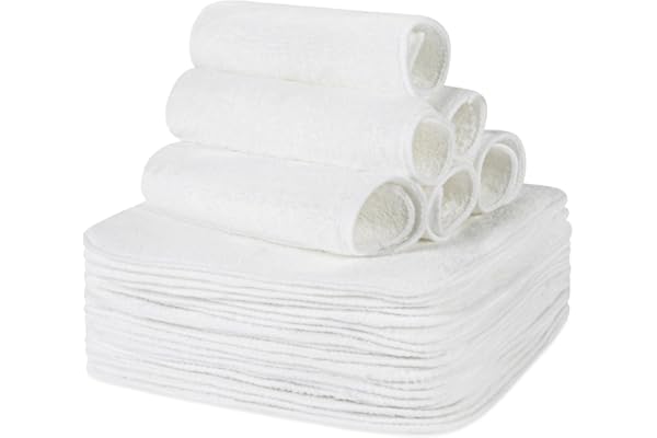 Aomig Lingettes Lavables Éponge Réutilisables Serviettes Debarbouillettes Coton Terry 15x15 cm