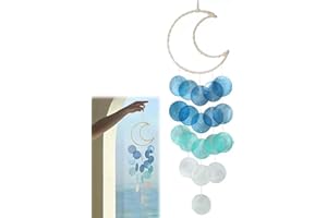 BAVOOTY Scacciapensieri Capiz,Campanelli Eolici a Conchiglia Blu,Campanelli Eolici a Conchiglia,Scacciapensieri da Appendere in Madreperla per Esterni,Esterno Scacciapensieri,Acchiappasogni per Giardino