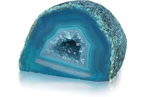 Serafino Genuine Brazilian Agate Geode Healing Crystal Mineral Blue Green Purple Pink Agate Crystals Cristal Stone Gift (Green Teal)