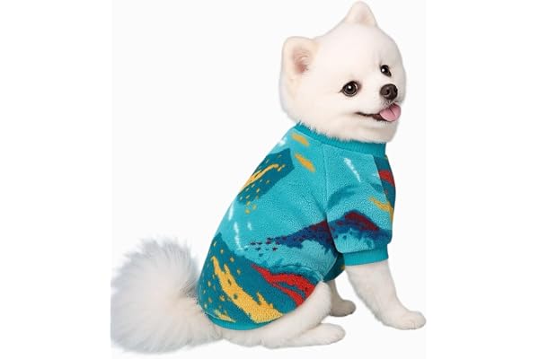 KUTKUT Nature Pattern Breathable Round Neck Flannel Fleece Sweater for Small Dogs & Cats Winter Shirt for ShishTzu, Poodle, Pug Small Dogs and Cats (Size: XL, Bust: 50 cm, Length: 40 cm)