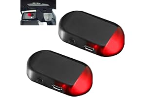 SEEFEY Lot de 2 Alarme Voiture Factice,Fausse Alarme Voiture Solaire,LED Rouge Clignotant Voiture,Outil D'interférence Moléculaire Électromagnétique pour Système de Sécurité de Voiture