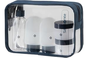 Samsonite TA Revolution – reseflaskor, set för handbagage, 3 x 60 ml silikonflaskor och 2 x 30 ml behållare, flygplansreseset, necessär transparent, blå (midnattsblå)