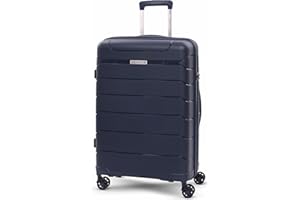 Aerolite Medium 24in 67L Premium Lightweight Polypropylene Hard Shell 4 Wheel Spinner Travel Hold Checked Check in Luggage Suitcase (Navy)