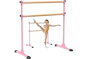 Dolibest Barre de Ballet Autoportante Rose, Barres de Danse 10 Réglables en Hauteur avec Caoutchouc Antidérapants Enfant/Adulte l'entraînement à la Barre à Domicile