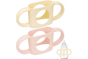 XCNPER MAM Bottle Handles, 2 Pcs Silicone Handles for Baby Bottles, Light Pink and Milky White, Ergonomic Design for Easy Grip, Compatible with Tommee Tippee Bottles, Ideal for Home and Travel Use, 15x6.5 cm