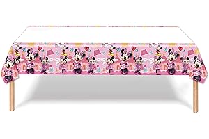 Minnie Disney Nappe de Fête de Jeu - 1PCS 180 x 108cm,Table Cover en Plastique Jetable, Fournitures de Fête pour garçon et Fille Enfants Décorations d'anniversaire