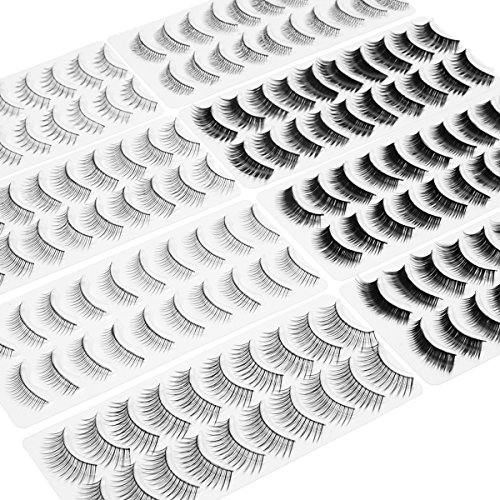 Wleec Beauty Full Size Black Classic False Eyelashes 80 Paris Set, 10 Pairs Each Style, 8 Different Styles