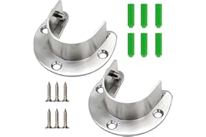 AQLBHZ 2PCS Wardrobe Rail Bracket Curtain Pole Brackets Wardrobe Rails and Fittings Wardrobe Pole Brackets Wardrobe Pole and Fittings Flange Rail Rod Holder with Screws for 25mm Closet