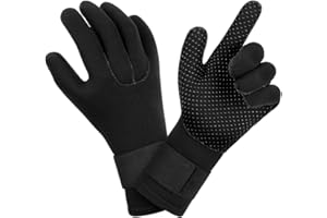 AUAUY Gants de Plongée, 3mm Anti-dérapant Thermique Gants en Néoprène, Gants de Natation avec Poignet Ajustable, Adulte Cinq Doigts de plongée Gants Utilisation pour Surf Kayak Snorkeling Voile
