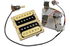 HUAZHIMEI Guitar Pickups Humbucker Pickups Neck And Bridge Pickup 4C Wiring Harness Push-pull Single Cut Set For Gibson Epiphone Guitar Electric guitar pickups (Color : Zebra Yellow Frame)