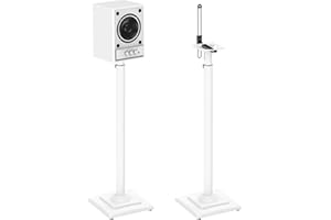 ELIVED Speaker Stands Height-Adjustable for Satellites up to 5 kg, Set of 2 Floor Stands, Universal Compatible with Samsung Sony, Holds Satellite & Small Bookshelf Speakers, White EV5032W
