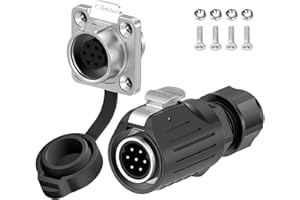 E-WeiChat EW-LP16 Connecteur industriel étanche IP68 Branchement connecteur aéronautique Connecteur circulaire anti-interférence Connecteur électrique M16 2-9 Broches Prise à bride (7 Broches)