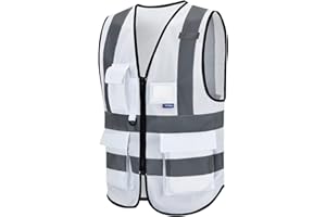 AYKRM 21 colori ad alta visibilità Classe 2 Hi Vis Zipper gilet anteriore ad alta visibilità gilet Hi Vis Executive gilet gilet con tasche per telefono e documenti
