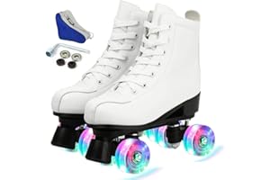 XUDREZ Pattini a rotelle per donne uomini PU pelle high-top Roller Skate, pattini a rotelle a doppia fila per principianti, interni esterni con borsa per scarpe