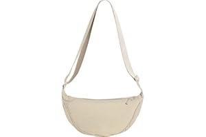 YWKJDDM Crescent Bag for Women, Dumpling Bag, Nylon Crescent Bags Portable Crescent Purse with Adjustable Strap Solid Color Chest Bag for Travel Work School Daily Use(Beige)