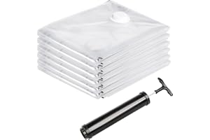 Levivo Vakuumbeutel für Kleidung und Bettdecken, 6-tlg. Set inkl. Handpumpe für Reisen, platzsparende Lagerung und Transport dank 75% weniger Volumen, XXL Vakuumierbeutel in 70 x 100 cm