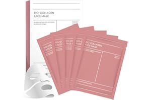 LIVESTN Bio Collagen Mask 5 Stück | Kollagen Maske Overnight für Gesicht | Intensive Feuchtigkeit & Anti-Aging Pflege | Reduziert Falten & Strafft die Haut | Kollagen Maske für Alle Hauttypen