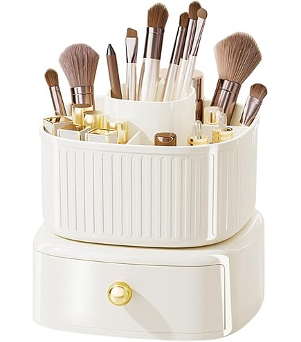 Organizer Rotante Per Pennelli Da Trucco - 5 Scomparti, Coperchio Antipolvere, Per Tavolo - Foto 8