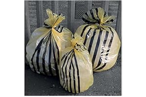Hanfare TSYB/1 Tiger Stripe Clinical Waste Sacks, Yellow, 70 L (Pack of 50)