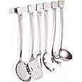Lagostina Grancucina Set Mestoli Cucina con Barra Appendimestoli, 7 Pezzi, Acciaio Inox 18/10 , con Schiumarola, Paletta, For