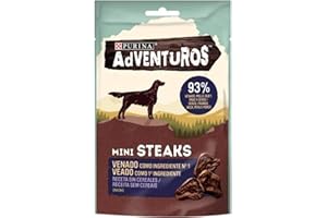 PURINA CAT CHOW Purina Adventuros Snacks y chuches para perros Mini Steaks Venado 7 x 70 g