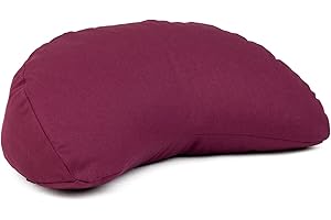 ‎BODHI Bodhi Meditationskissen Mini Halbmond | Yogi MOND ECO | 100% Bio-Baumwollbezug | Yogakissen halbmondförmig mit Buchweizenfüllung | Halbmondkissen für Yoga & Meditation | aubergine