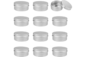 Vueinrg 12 Stück Aluminium Leer Döschen 50ml Rund Reise Cremedose Tiegel Salbentiegel Blechdose Klein Metalldosen mit Deckel für Kosmetik Nagelkunst Lippenbalsam Lotion (Silber)