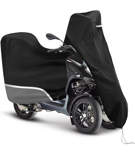 Housse Moto étanche Extérieure 420D - Pour Vespa/Piaggio Jusqu'à 219 Cm, Trous De Verrouillage, Bandes Réfléchissantes
