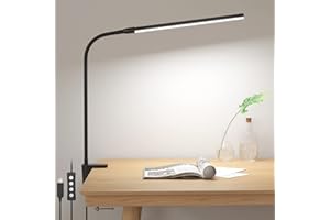 Lepro Lámpara LED Escritorio, Lámpara de Escritorio LED con Pinza, Lámpara de Mesa Regulable Cuidado de Ojos, 3 Modos Luz, 10